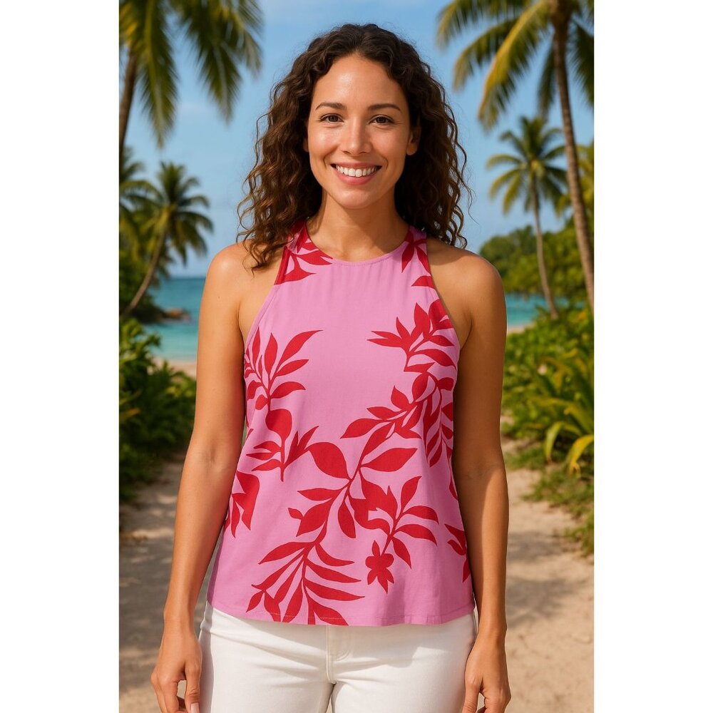 Old Navy Sm Shirt Summer Sleeveless Tank Top High-neck Lightweight Keyhole Back